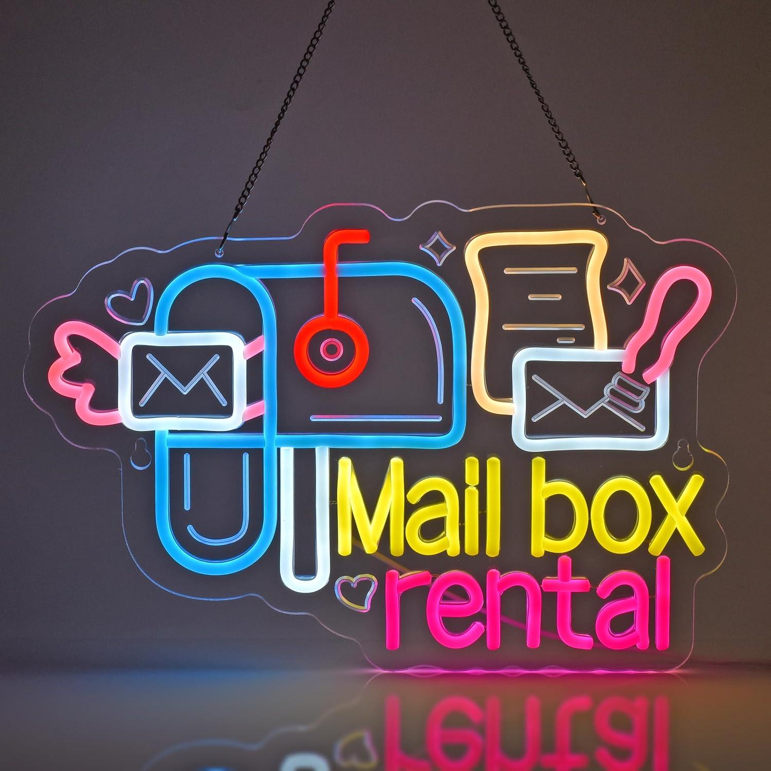 Lighting Decor Rentals - ป้ายไฟนีออนเช่าตู้ไปรษณีย์ ไฟ LED ปรับความสว่างได้ผ่าน USB สำหรับร้านเครื่องเขียน