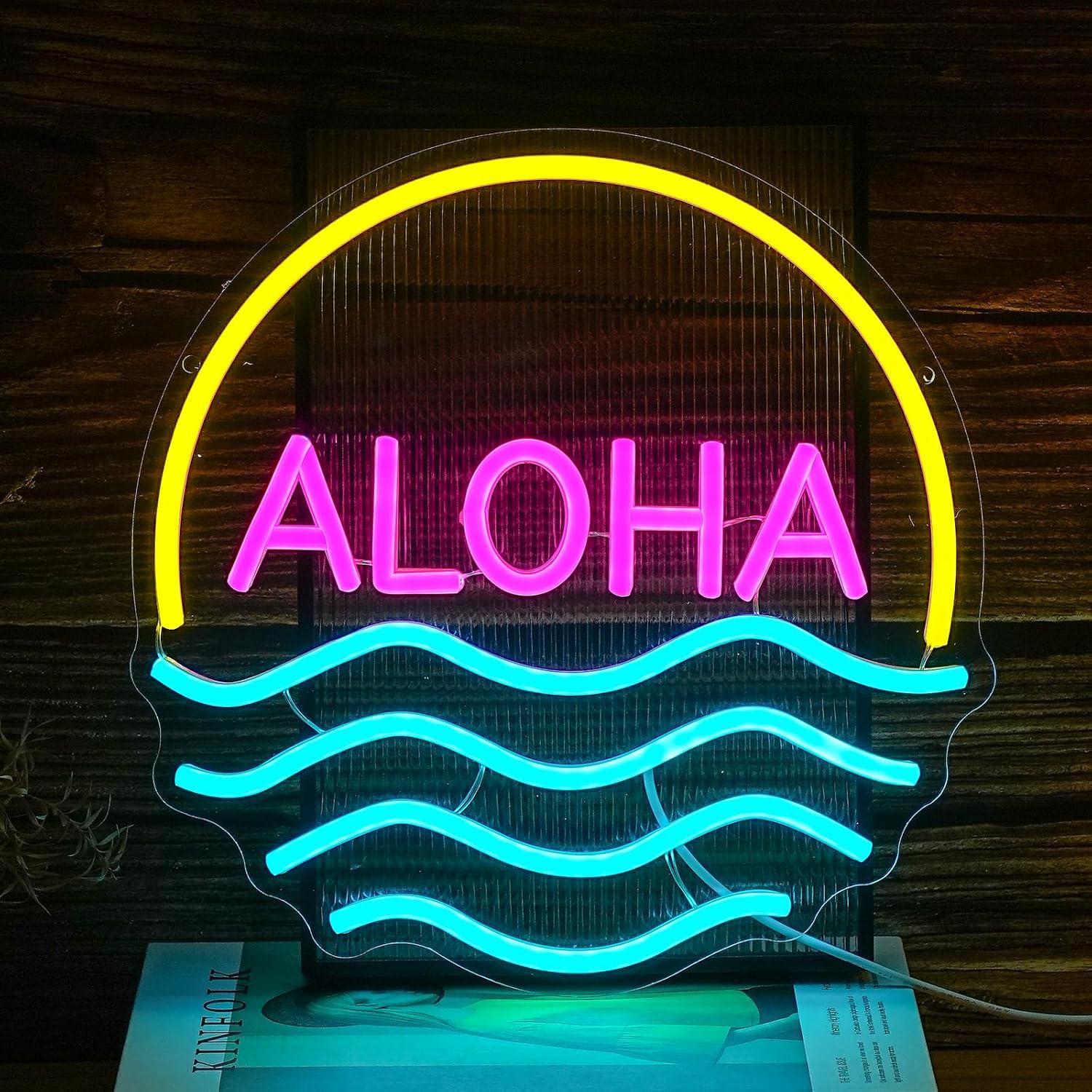 Lighting Decor Rentals - ป้ายไฟนีออน Aloha Sunset Wave พร้อมไฟ LED