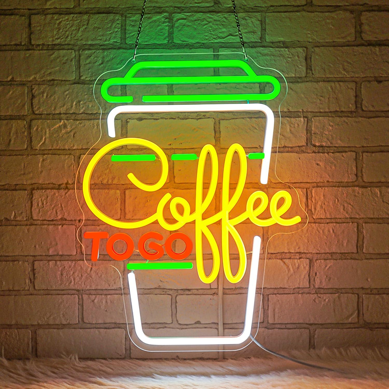 Kitchen Decor Lighting - ป้ายไฟนีออนรูปกาแฟ ไฟ LED ปรับความสว่างได้ผ่าน USB สำหรับสถานีกาแฟ