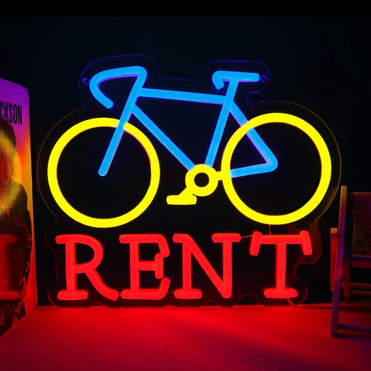 Lighting Decor Rentals - ป้ายไฟนีออนให้เช่าจักรยาน ไฟ LED ปรับความสว่างได้ผ่าน USB สำหรับร้านให้เช่าจักรยาน