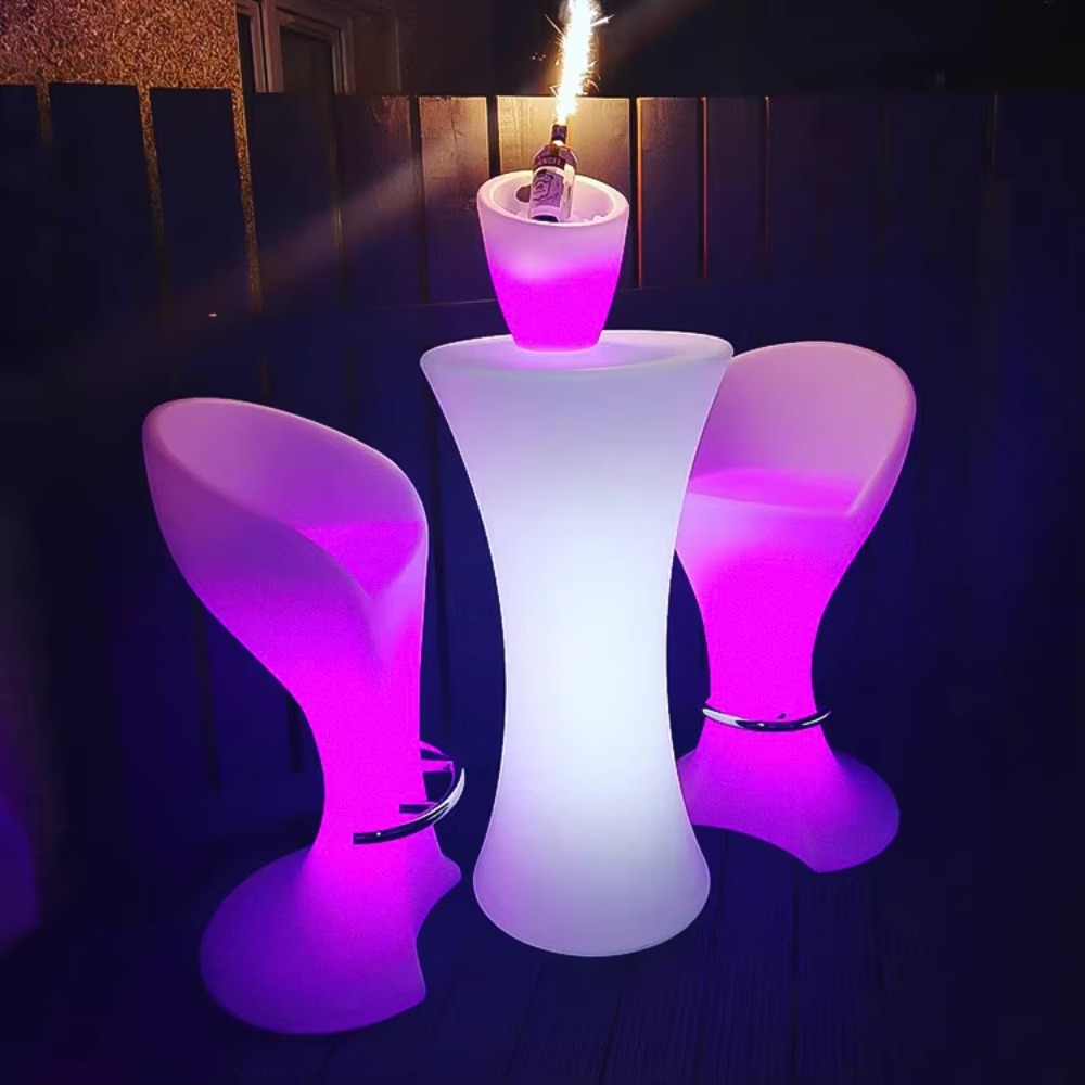 Lighting Decor Rentals - โต๊ะบาร์ LED แบบไร้สายสำหรับงานปาร์ตี้ โต๊ะเช่าสำหรับงานปาร์ตี้ โต๊ะค็อกเทลสูงพร้อมไฟตกแต่ง