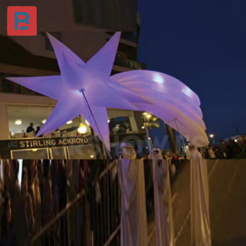 Decor Lighting The Parade - ดาวเป่าลม, อุปกรณ์ประกอบขบวนพาเหรดคริสต์มาส, ดาวสีขาวเป่าลมพร้อมไฟ, ไฟประดับขบวนพาเหรด, การแสดงบนถนน
