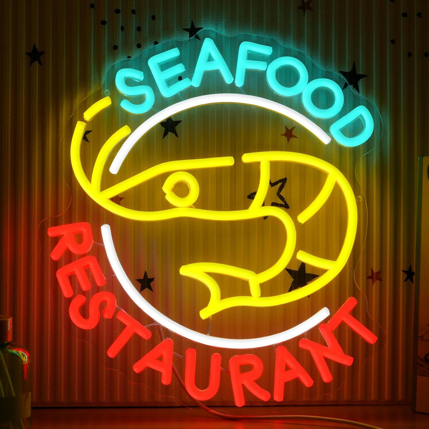 ป้ายไฟนีออนร้านอาหารทะเล ไฟ LE - Kitchen Decor Lighting บทวิจารณ์และราคา
