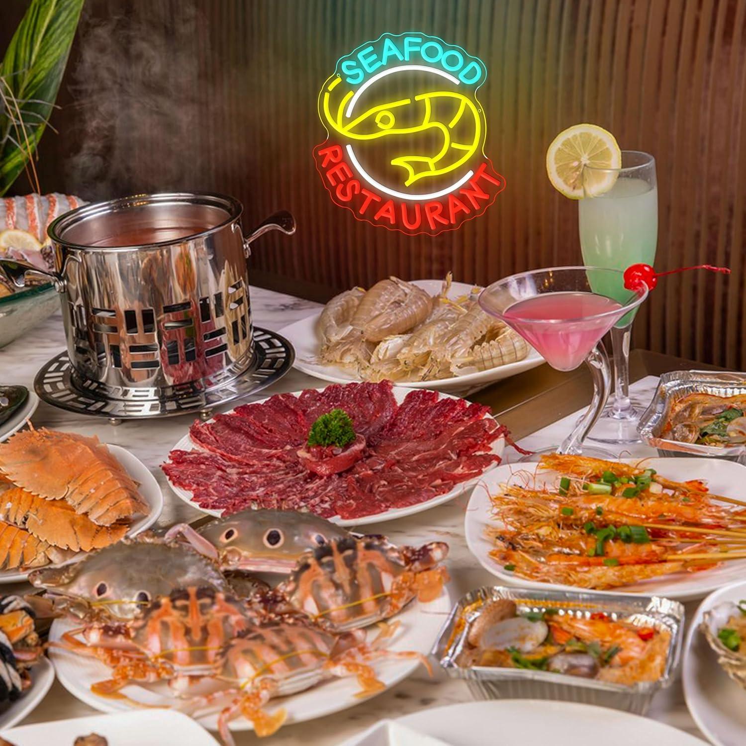 ป้ายไฟนีออนร้านอาหารทะเล ไฟ LE - Kitchen Decor Lighting บทวิจารณ์และราคา