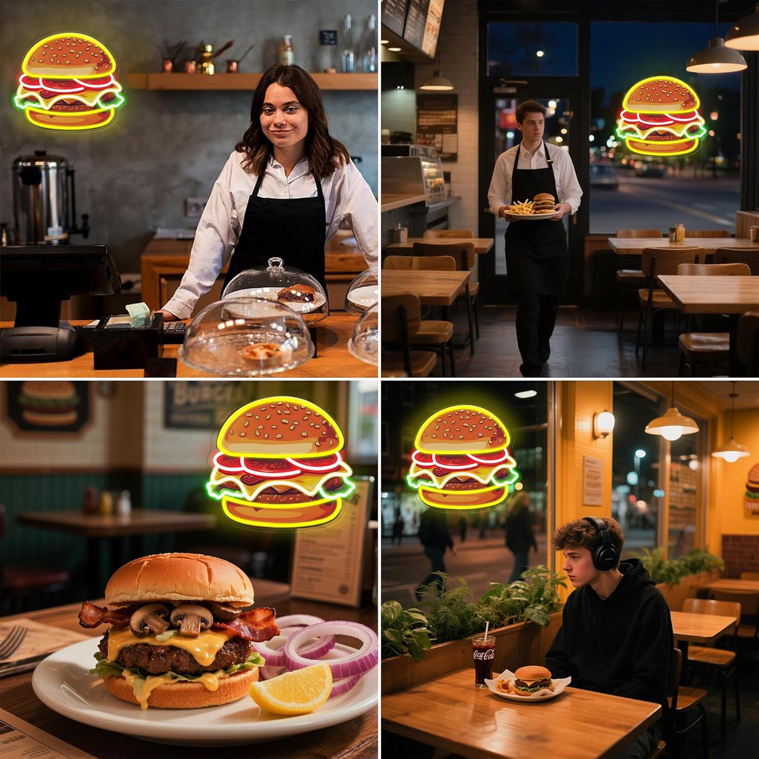 ป้ายไฟนีออนรูปเบอร์เกอร์ ไฟ LE - Kitchen Decor Lighting บทวิจารณ์และราคา